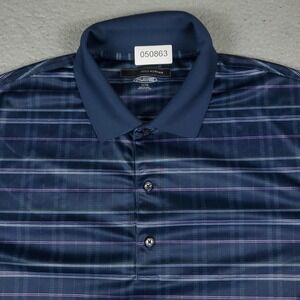 Greg Norman Polo Shirt Mens Size XL Blue Plaid Shark Golf Casual Short Sleeve
